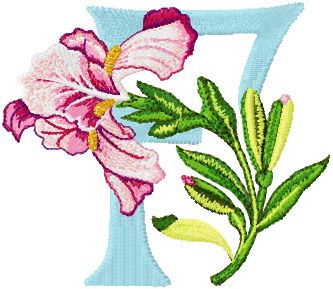 Iris Letter F machine embroidery design
