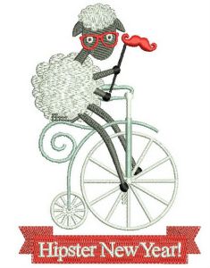 Hipster New Year embroidery design