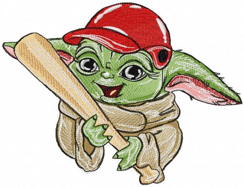 Baby yoda player embroidery design