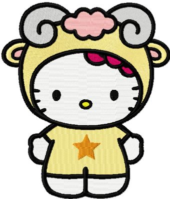 Hello Kitty Aries machine embroidery design