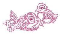 Ducklings waiting for mom embroidery design