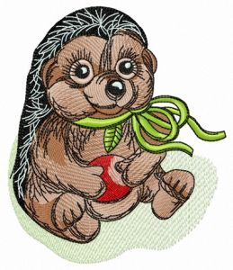 Hedgehog with apple embroidery design