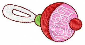 Pink baby rattle machine embroidery design
