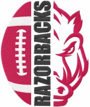 Razorbacks football logo embroidery design