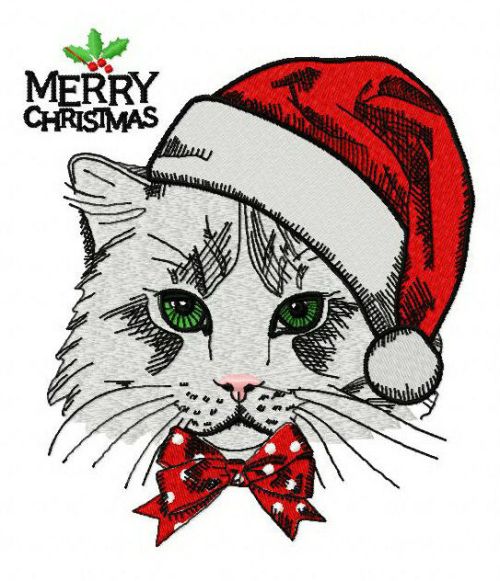 Christmas cat machine embroidery design      