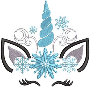 Crystal snow time unicorn embroidery design