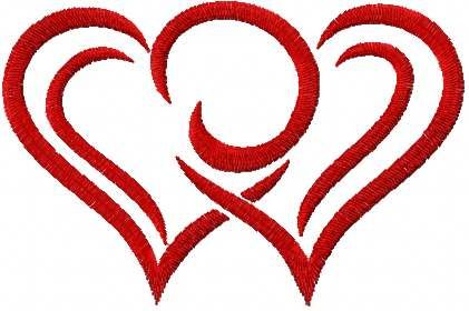 Two hearts free embroidery design
