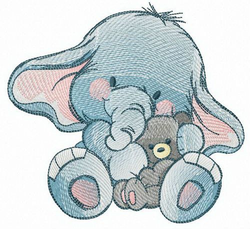 Even elephants love teddy bears machine embroidery design