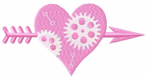 Mechanical pink heart free embroidery design