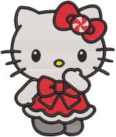 Embarrassed Hello Kitty embroidery design