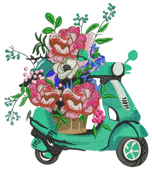 Delivery of flowers machine embroidery design
