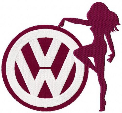 Volkswagen woman silhouette machine embroidery design