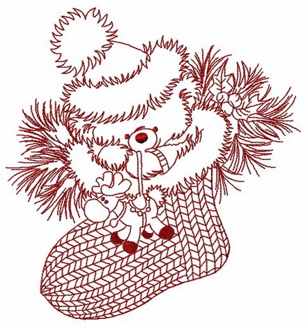 Christmas teddy with toy deer 2 machine embroidery design