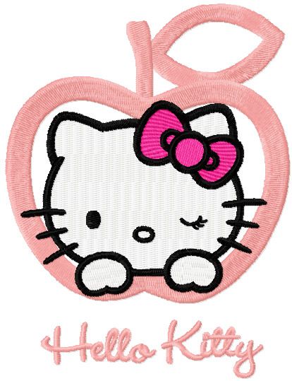 Hello Kitty apple machine embroidery design
