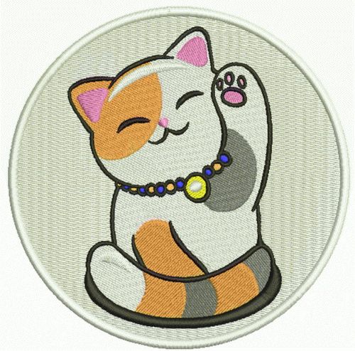 Smiling cat machine embroidery design