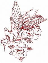 Bird and roses 2 embroidery design