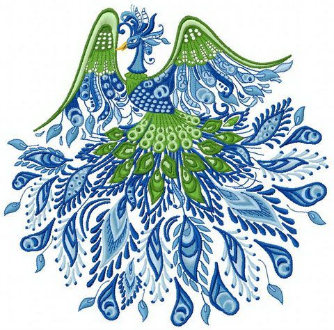Royal firebird machine embroidery design