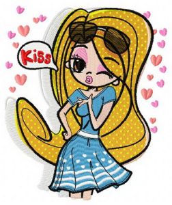 Anime girl embroidery design