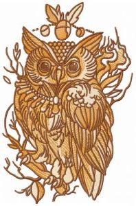 Wise owl on tree branch