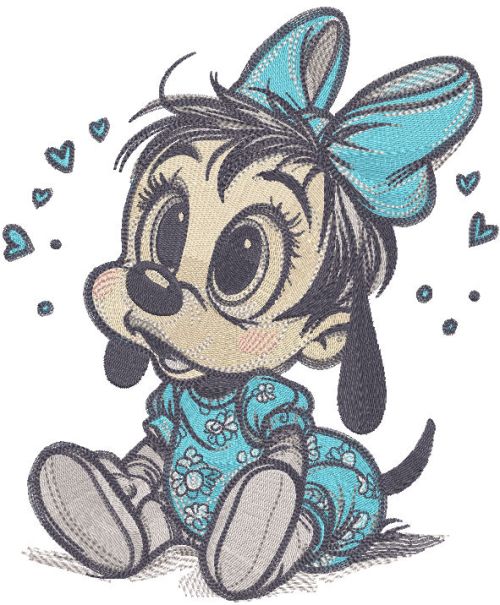 Goofy baby girl sitting embroidery design