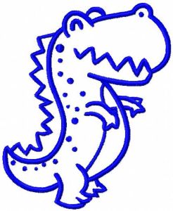 Blue t-rex embroidery design