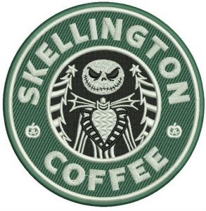Skellington coffee embroidery design