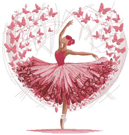 Ballet in my heart embroidery design