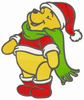 Winnie Pooh waiting for snow embroidery design