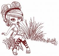 Girl in forest 4 embroidery design