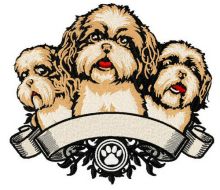 Dog's trio embroidery design