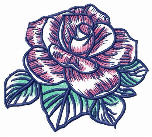 Rose freshness machine embroidery design