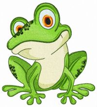 Friendly frog embroidery design