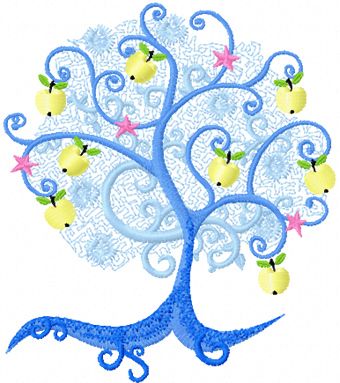 Apple tree machine embroidery design