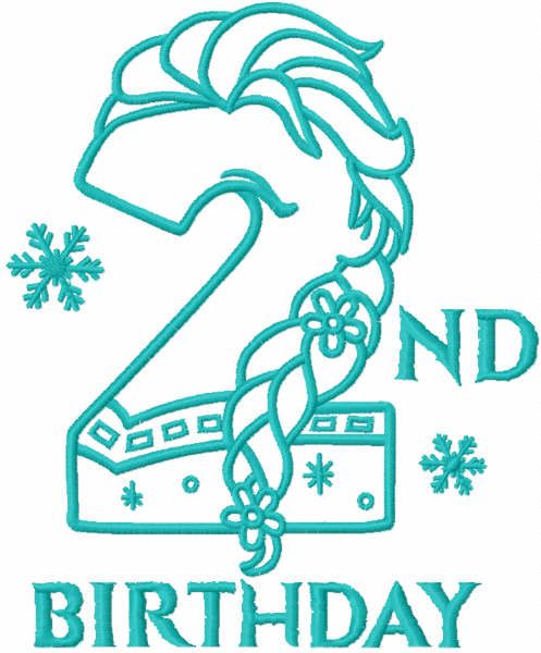 Frozen second birthday one сolored embroidery design