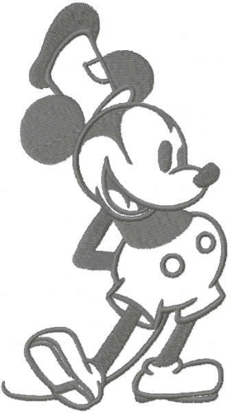 Retro mickey one colored embrodery design