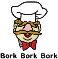 Chef bork bork bork embroidery design