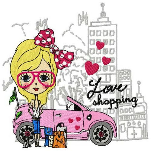 Love shopping machine embroidery design