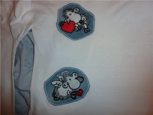 Sheep embroidered with hearts