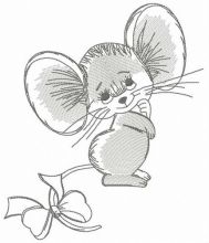 Shy mousekin embroidery design