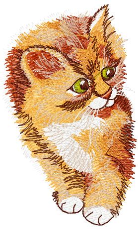 Kitten free machine embroidery design