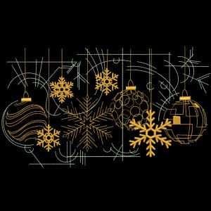 Snowflakes and balls hanging down embroidery design