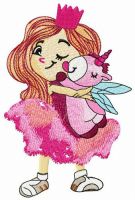 Unicorn licking cheek embroidery design