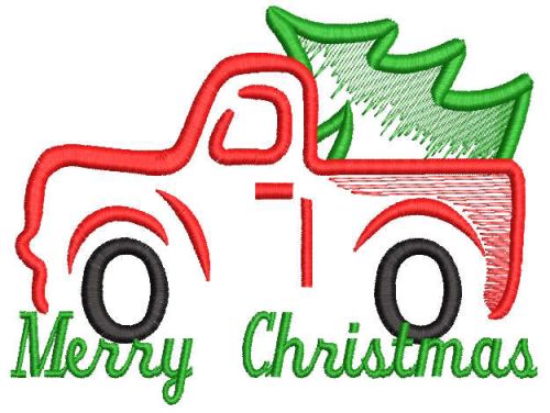 Festive truck with christmas treefree embroidery design
