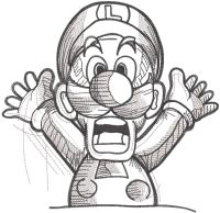 Emotional Luigi sketch embroidery design