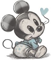 Loving baby mickey vintage style embroidery design
