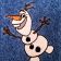 Embroidered Happy Olaf design on towel