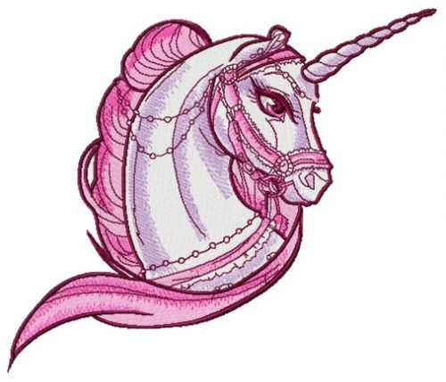 Sad pink unicorn machine embroidery design