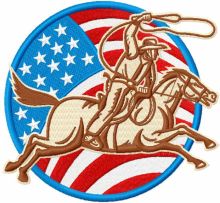 American cowboy badge embroidery design