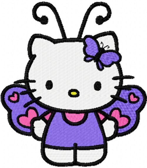 Hello Kitty Butterfly machine embroidery design