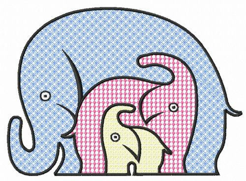 Elephants machine embroidery design